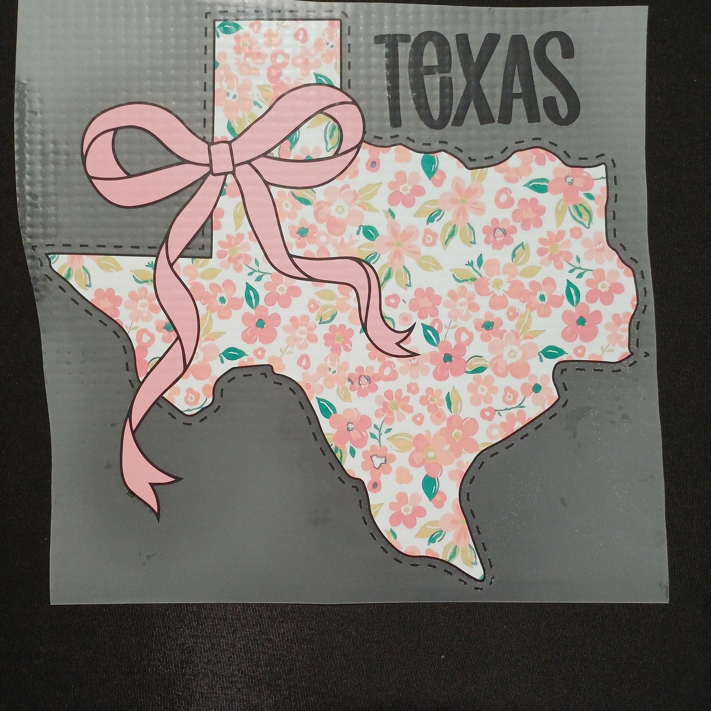 Texas with Pink Flowers & Bow DTF Decal