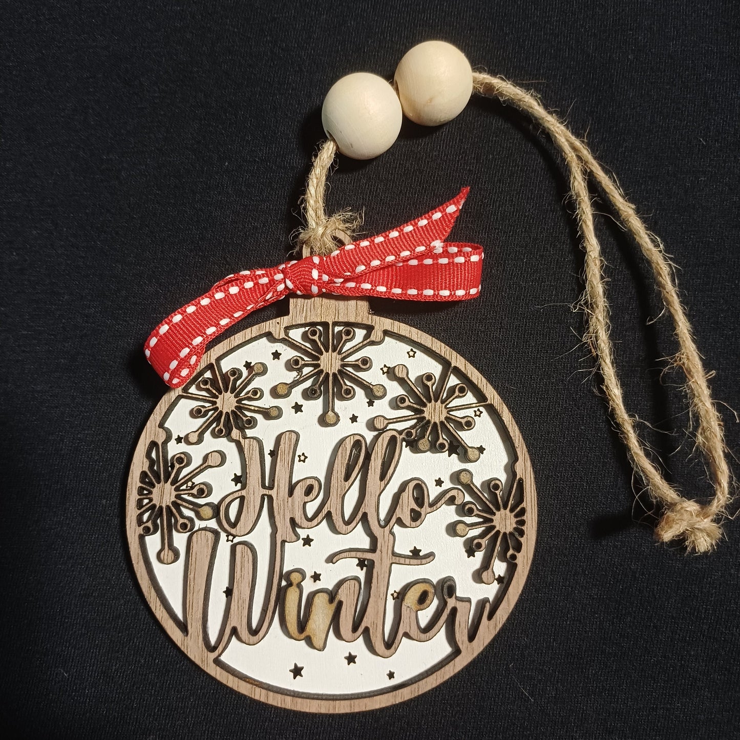 Hello Winter Ornament - Two Tone