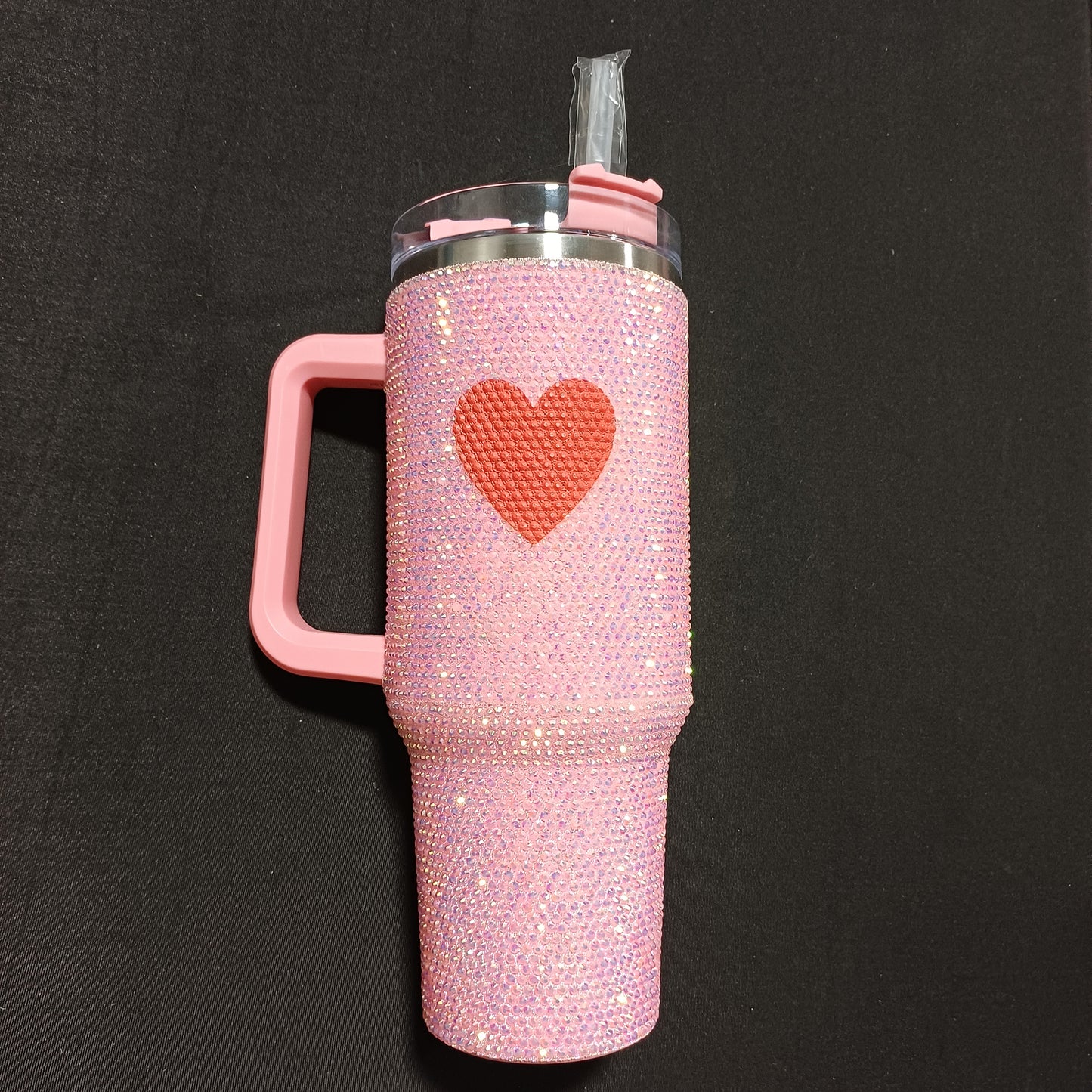 Pink Rhinestone Tumbler with Heart