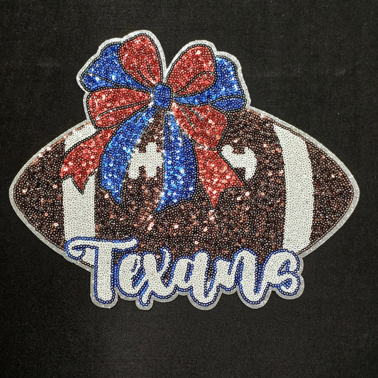 Texans Football with Bow Sequined Patch